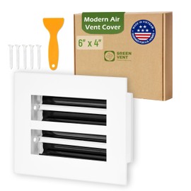 GREEN VENT Modern White AC Vent Cover 6x4 (Duct Opening), Premium Aluminum Linear Slot Diffuser, Decorative HVAC Register for Wall, Ceiling & Floor, Adjustable Airflow