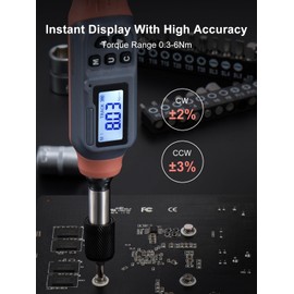 GROWNEER Digital Torque Screwdriver, 2.66-53.1 In-lbs/0.3-6 Nm, 1/4'' Drive Inch Pound Torque Screwdriver Electrician with Buzzer & LED Indicator, 27 In 1 Torque Wrench Screwdriver Set