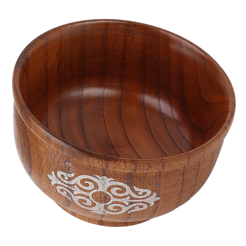 Wooden Rice Bowl Jujube Wood Anti Scald Exquisite Elegant Round