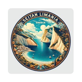 Seitan Limania Greece Souvenir-Home Decoration 4x4-Inch Coaster Acrylic 4 Pack