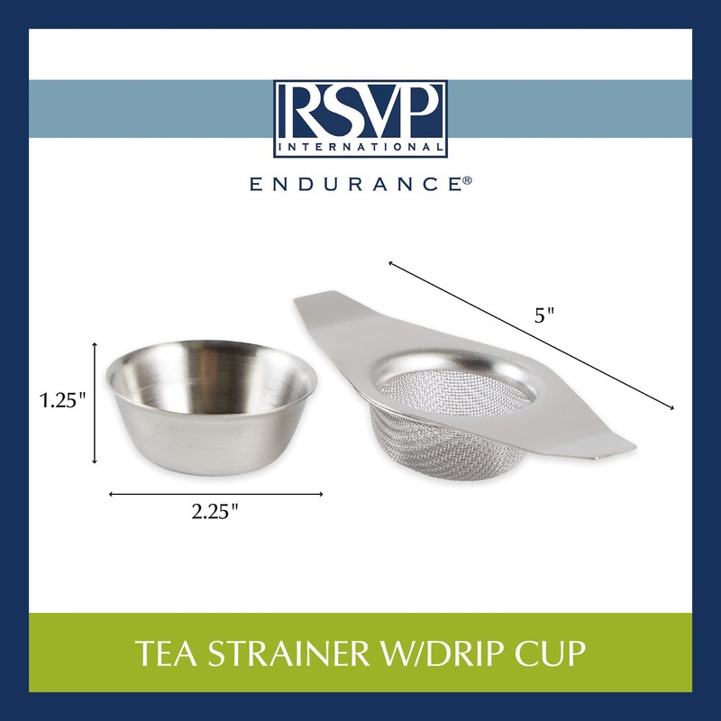 RSVP International Tea Strainer Collection, Strainer & Drip Cup