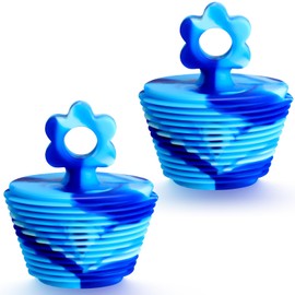 Skybooly 2 Pcs Silicone Tub Stopper Universal Bathtub Stopper Flower Shape Bath Tub Plug Drain Bathroom Shower Bathtub Drain Plug for Kitchen Bathroom Drains(Camouflage Blue)