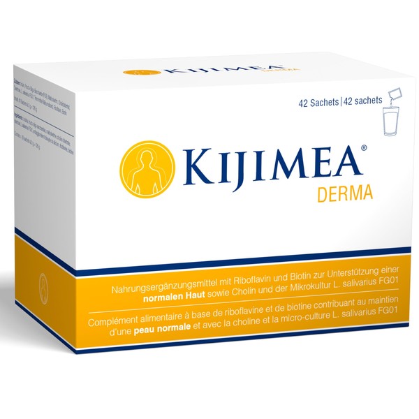 Kijimea Derma - To Support Normal Skin - With Riboflavin and Biotin - Vegan, Gluten Free, Lactose Free, 42 Sachets