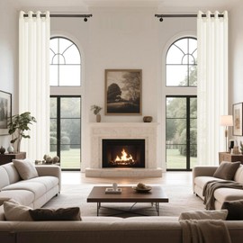 HZgekai Extra Long Semi Sheer Curtains 14Ft, Grommet 2 Story Drapes Light Filtering Tall Windows Drapes for High Living Room 1 Panel 52x168 Ivory