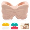 Pink Bow Toothbrush Holder,2‑Slot Ceramic Cute Girly Bathroom Decor