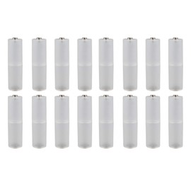 16 unidades AAA a AA convertidores de pilas convertidores universales para interruptor cilíndrico caja portafolios con contactos metálicos en la parte inferior – transparente