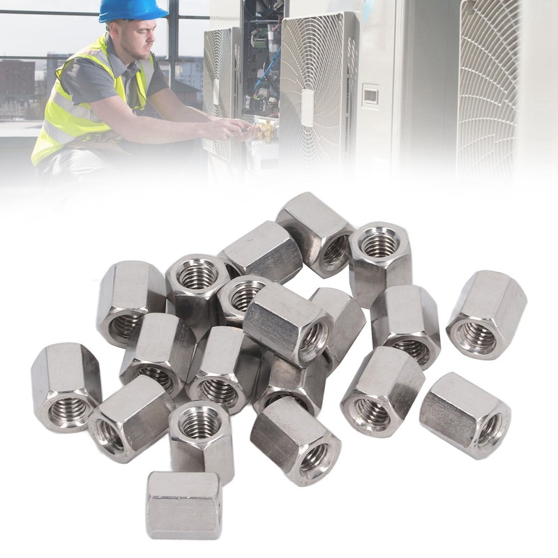 20 Pcs Hex Coupling Nut M8x1.25 L15mm 304 Stainless Steel