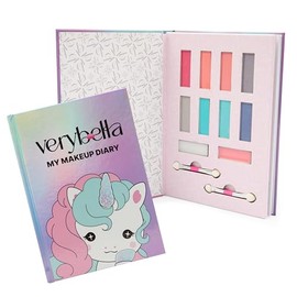 Verybella Iridescent Unicorn Makeup Diary - Contains 8 Colours of Light and Dark Eyeshadows, 2 Lip Balms, 2 Applicators and Lined Pages Where You Need