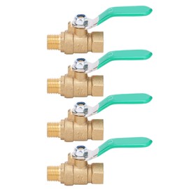 Jeanoko 4pcs Brass Ball Valve G1/4in 1 Female 1 Male Thread Drain Mini Ball Valve Shut Off Switch Plumbing Fitting with Handle for Water Gas Fuel
