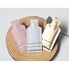 NATX 100Pcs Bottle Shape Open Top Aluminum Foil Pouch Package Bag with Tear Notch Portable Cute Bottle Shape Food Preservation Smell Proof Packaging Pouches (Gold, 2.9×5.1in (7.5×13cm))