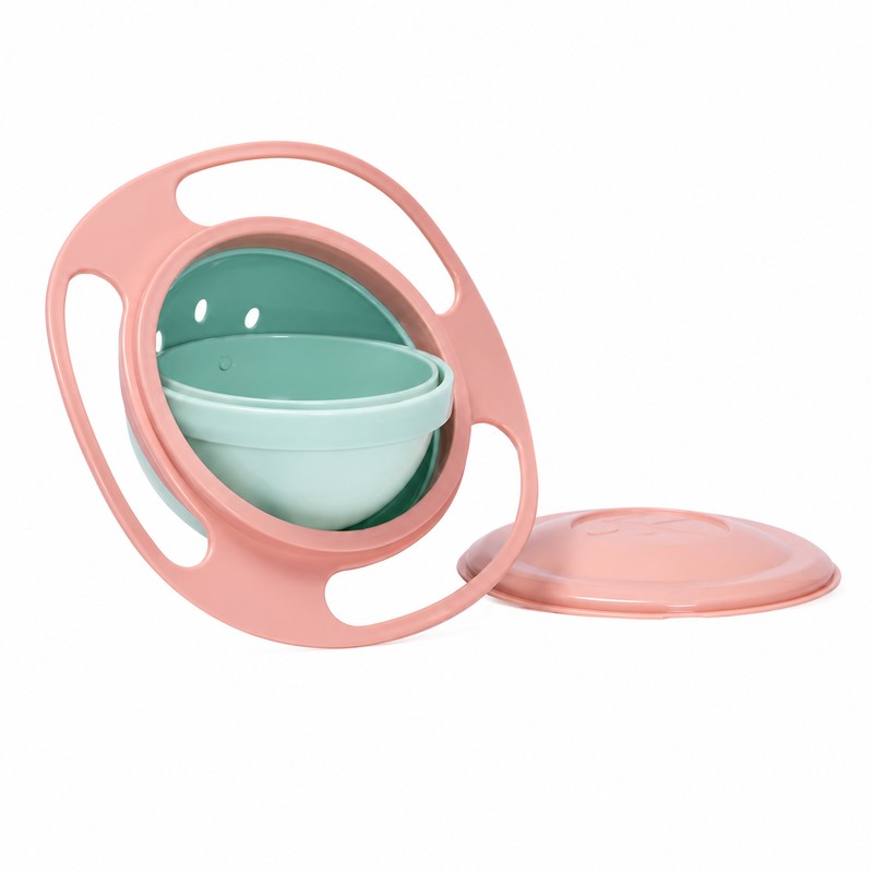 360° Rotating Gyro Snack Bowl for Kids – Spill-Resistant PP
