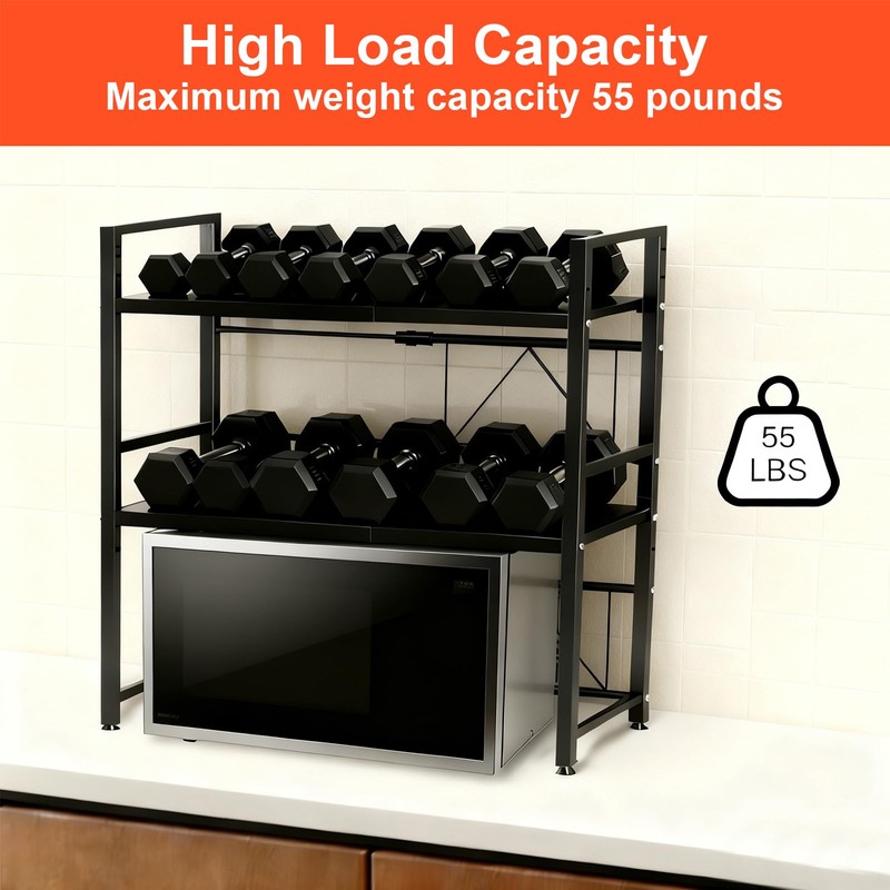 Microwave Oven Rack, Expandable Microwave Stand Countertop Shelf Heavy Duty