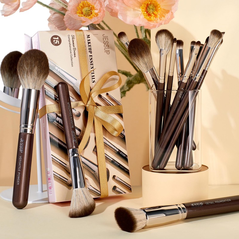Jessup T498 Makeup Brush Set 15-Piece Make Up Brush Set