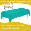 tujol Teal 6 Pack Plastic Table Cloth 54" x 108",