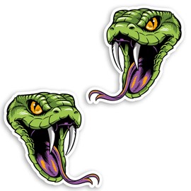 2 x 10cm Snake Vinyl Stickers - Green Viper Wild Animal Sticker #29805