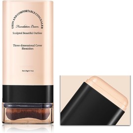 Maquillaje En Barra Con Pincel, Base De Maquillaje En Barra 3 En 1 Antiarrugas, Base De Maquillaje Corrector Fina Y Cómoda Para Pieles Maduras (02#Natural)