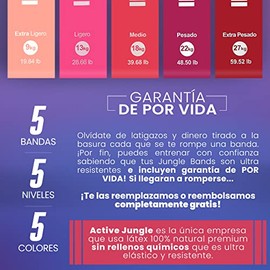 Kit 5 Bandas de Resistencia con Bolsa de Viaje, Cinta Métrica y Manual de Ejercicios| Ligas Elásticas, Azules, Rosas, Gruesas y Largas| Latex 100% Nat