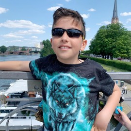 DUCO Toddler Kids Sunglasses for Boys Girls Sports Sunglasses Baseball Polarised Sunglasses for Age 4-7 Small to Medium K014, black frame yellow temple