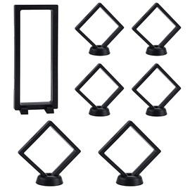 Floating Frame for Coins, 7 Pieces 3D Floating Frame, Coin Stand, Black, 3D Object Frame, Coin Stand with Stand, Floating Display Case for Coins, Jewellery, Medals, Gemstones