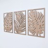 Decor Tropical Leaves Wood Wall Art, 3 Panel Set, Monstera