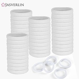 JASVERLIN- Lazos para el cabello de tela de algodón blanco, coleteros suaves para el cabello para mujeres trenzadas, rizadas y finas