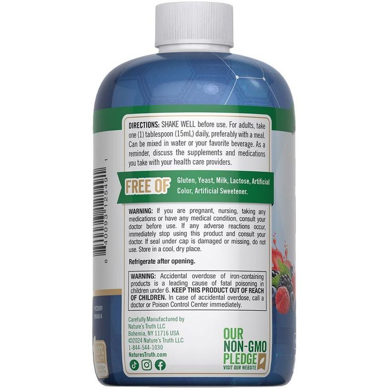Liquid Iron Drops Supplement 18mg - Essential Mineral - Vegan,