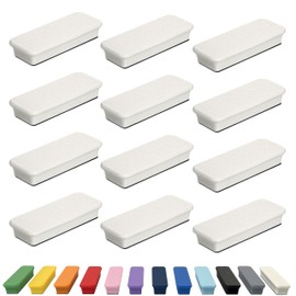 Glassboard Studio Mega Magnets - Neodymium - Heavy Duty, Colorful, Ergonomic, Ideal for Crafting, Quilting, and as Magnetic Knife Holders (12, Snow White Bar)