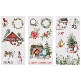 Rub on Transfers for Crafts and Furniture | 3 Design Sheets 6”x 12” | Home Decor Transfers | Furniture and Craft Decals | by Thymeless Designs (Cozy Christmas)