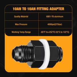SYKRSS Male 10AN Bulkhead Fuel Cell Fitting Adapter Straight Aluminum 2 pcs