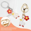 2 Pieces Red Flower and Yellow Duck Keychains, Stainless Steel