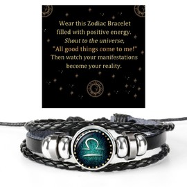 72ore Zodiac Signs Spirit Bracelet Zodiac Bracelet for Women Adjustable 12 Constellation Bracelets Multilayer Black Leather Wrap Bracelet for Men Birthday Jewelry Gifts 2025