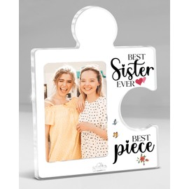 QPVXSST Sister Gifts for Her Acrylic Puzzle Picture Frame Best Sister Ever Photo Frame Gift for Sisters Birthday Mothers Day Christmas Thanksgiving