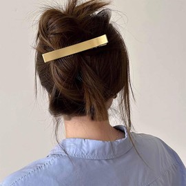 Jugielu Rectangle Hair Clip Barrette Gold Metal Hair Clips Pin Minimalist Side Clip Barrette Metal Bobby Pins Hairpins Rectangle Pin Clips Decorative Hair Accessories for Women(Gold1)