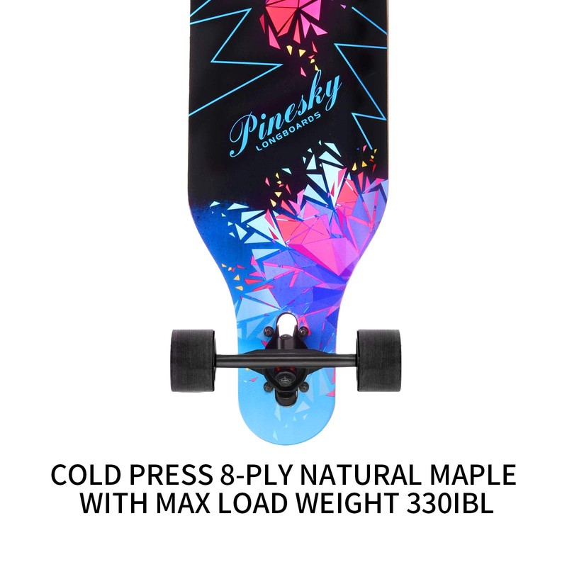 PINESKY 41 Inch Longboard Skateboard 9 Ply Natural Maple Complete