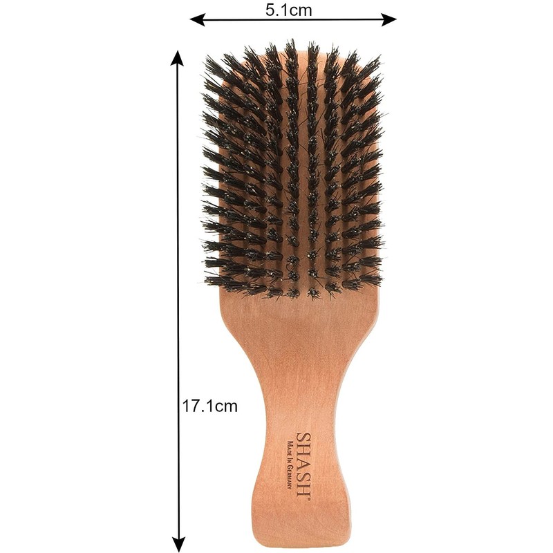 SHASH (シャッシュ) メンズヘアブラシ - 男性用天然猪毛100％ヘアブラシ、薄毛〜普通の毛用、ドイツ製木製ヘアブラシ