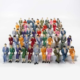 Evemodel 48pcs Model Train G scale Sitting Figures 1:25 Painted Seated People 4 Poses