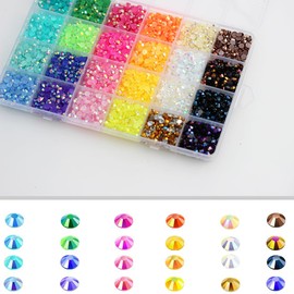 6000 Pieces Rhinestones for Nails, BetterJonny Heat Fix Rhinestones for Crafts, 5 mm Nail Art Rhinestones, Flatback Gemstones, Round with Tweezers and Dotting Pen for DIY Crafts Nails Clothing
