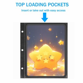 Jumbo Card Binder for Oversized Cards, 80+ Pockets Holds 80+ Cards with 40+ Double-Sided Removable Pages, Premium Leather Binder for Trading/Gaming Cards (Black, Large 5.4"x7.5")