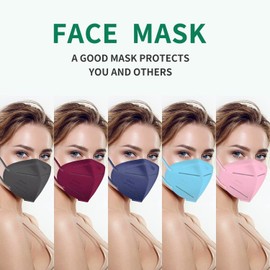 KN95 Face Masks 50 PCS for Adults 5-Ply Breathable and Comfortable Filter Safety Mask with Elastic Ear Loops and Nose Bridge Clip for Women Men Multicolor-1