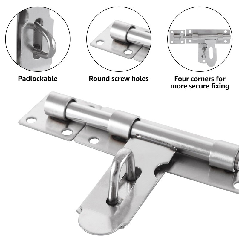 ASelected 2 Pcs Gate Bolt Lock 6 in(152Mm) Heavy Duty