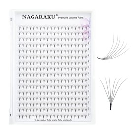 NAGARAKU Volume Eyelash Extension Eyelashes, Narrow Handle, Lightweight, Dense, Premade Fans Eyelash Extensions, Artificial Eyelashes, 16 Rows (6D, 0.07 mm Thickness, C Curl, 9 mm)