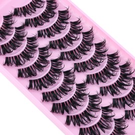 10 Pairs Clear Band Russian Strip Lashes 6D False Eyelashes Natural Fake Lashes Soft Reusable Fake Lashes Pack Makeup (AW1A)