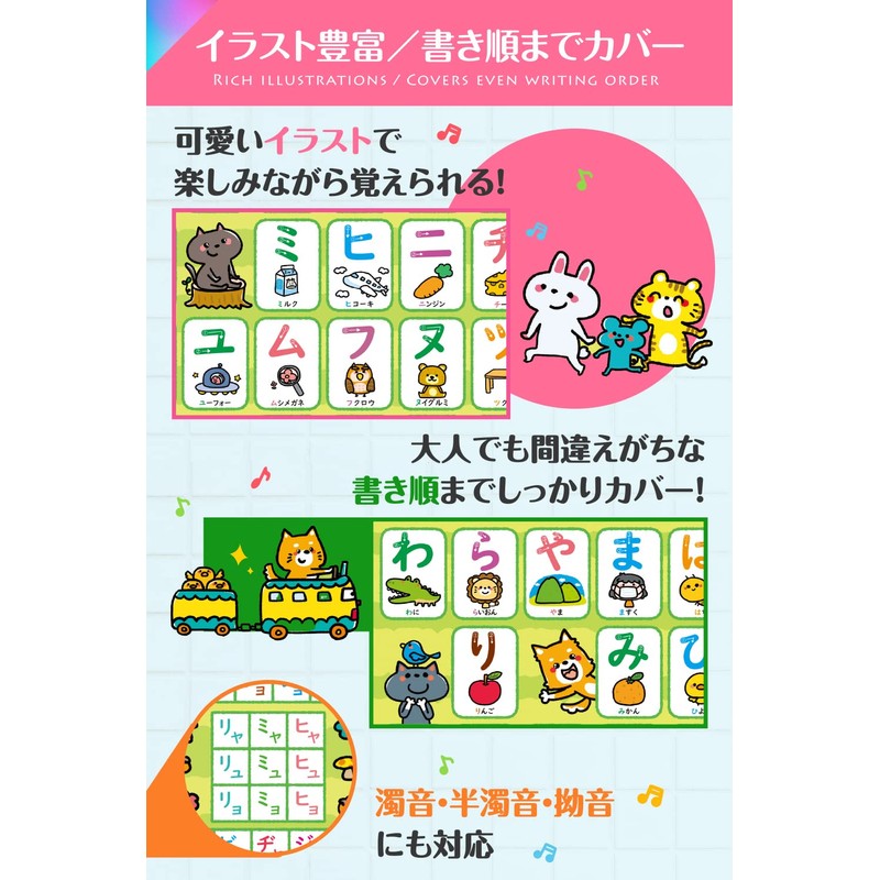 Hiragana Ai Eo Alphabet English Bath Poster [Luxury Set of