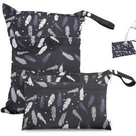 FLYSKY 2 Bolsa para Ropa Mojada, Bolsa Impermeable Natacion, Bolsas Húmedas Secas para Pañales de Tela de Bebé, Bolsa Organizador, Reutilizables y Lavables, para Piscina de Playa, Viajes, Ropa Sucia