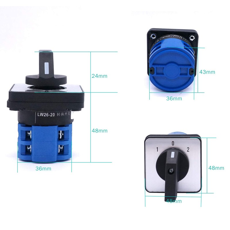 Taiss Universal Changeover Switch 20A 550V 3 Position 8 Terminals