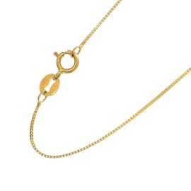 JewelStop 10k Solid Yellow Gold 0.6 mm Box Chain Necklace, Spring Ring Clasp - 16 Inches