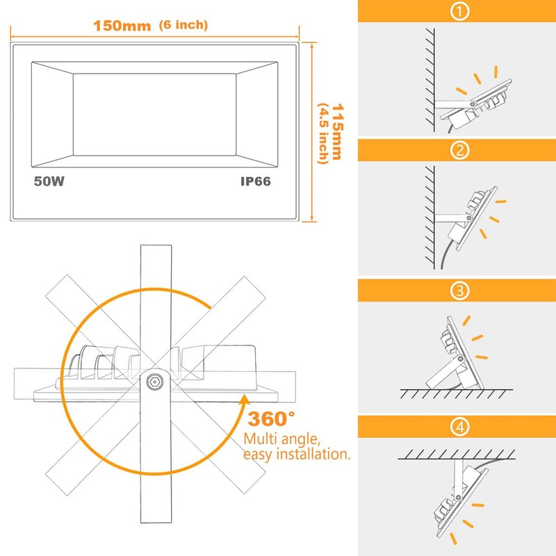 HEKEE LED FloodLight Outdoor 50W, Colour Changing RGB Flood Light,