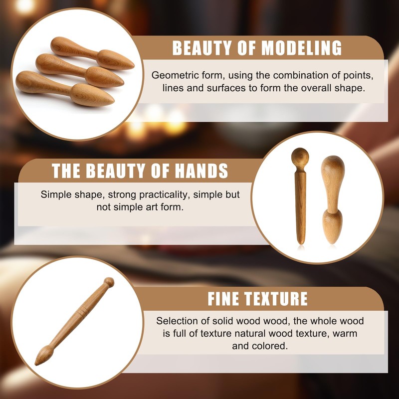 4 Pieces Trigger Point Massager, Massage Roller Stick Massage Wooden