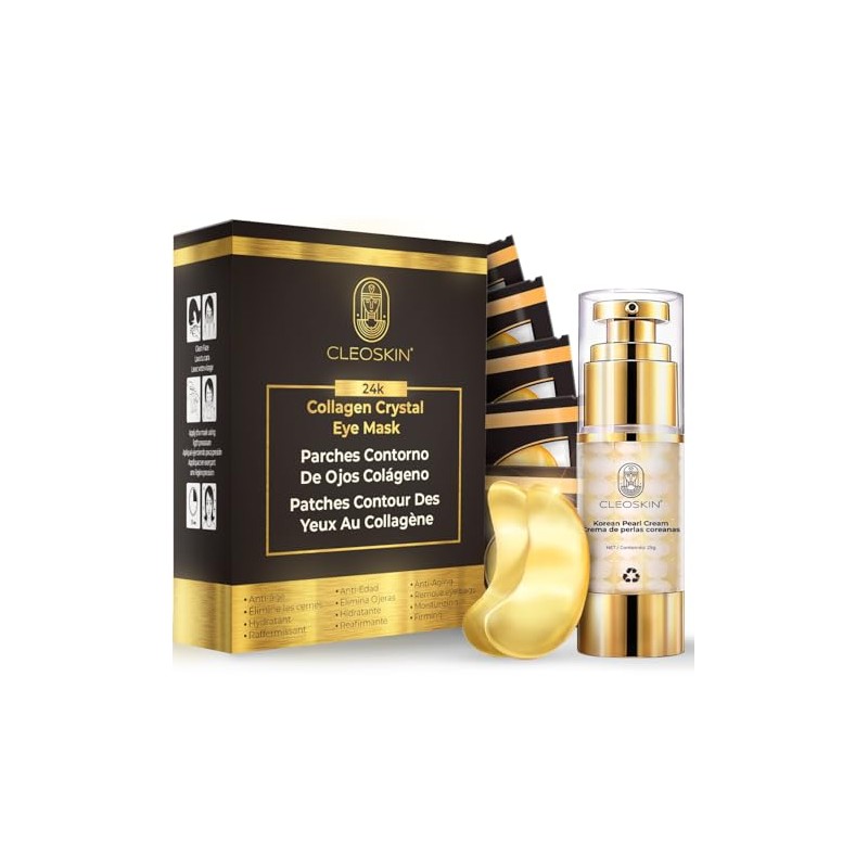 CLEOSKIN Kit Crema Contorno de Ojos y 25 Parches Anti-Ojeras
