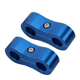 AC PERFORMANCE Billet Aluminum -7AN AN7 Hose Line Separator for Hole Diameter ID 14.3mm Hose Line Clamp Nylon/Steel Braided Pipe Tube, Blue, Pack of 2
